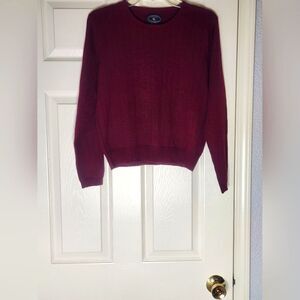 Chelsea Cambell PM Burgundy Longslv Knit WOOL Blend Crew Neck Women's Sweater
